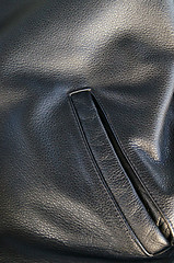 Image showing leather jacket detail with pocket