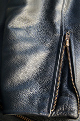 Image showing leather jacket sleeve detail with zipper