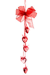 Image showing Glass red hearts decoration for Valentines day