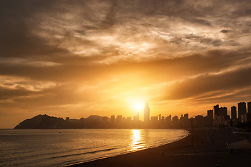 Image showing View of Benidorm on sunset, Costa Blanca, Spain