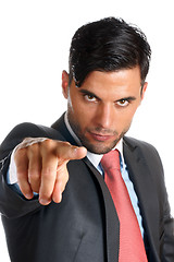 Image showing Businessman pointing towards camera