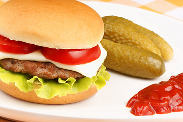 Image showing Mini cheese burger closeup