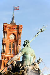 Image showing Rathaus and Fountain of Neptune in Berlin