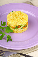 Image showing Saffron rice with crunchy vegetables