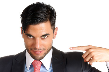 Image showing Businessman pointing at himself