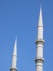 Image showing Two towers of a mosque in Turkey