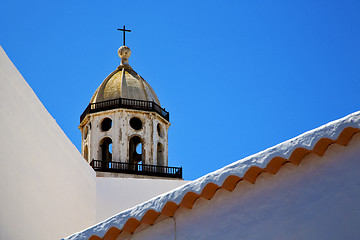 Image showing  the old terrace church bell tower in teguise arrecife lanzarote