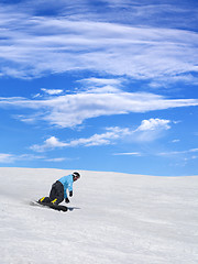 Image showing Snowboarder on ski slope