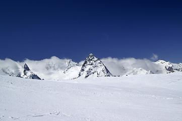 Image showing Ski slope at nice sunny day