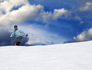 Image showing Snowboarder on ski slope