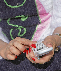 Image showing Senior woman with phone