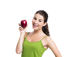 Image showing Healthy woman holding an apple