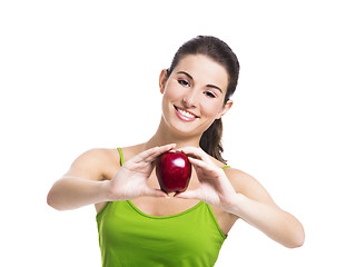 Image showing Healthy woman holding an apple