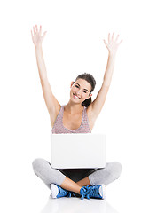 Image showing Happy student with a laptop