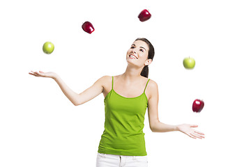 Image showing Healthy woman with apples