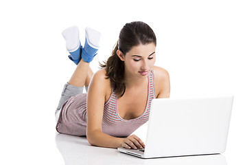 Image showing Student working on a laptop