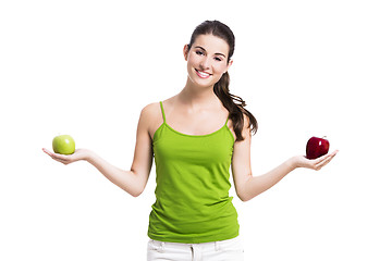 Image showing Healthy woman with apples
