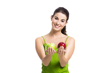 Image showing Healthy woman with apples