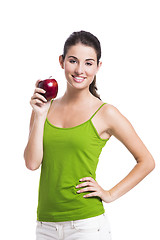 Image showing Healthy woman holding an apple