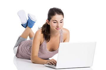 Image showing Student working on a laptop