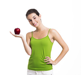 Image showing Healthy woman holding an apple