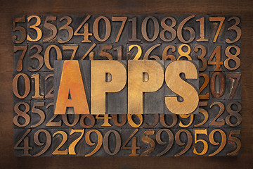 Image showing apps (applications) word in wood type