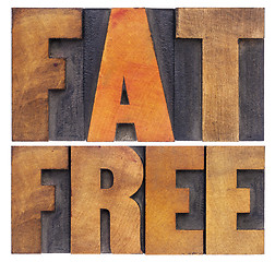 Image showing fat  free words in wood type