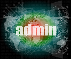 Image showing admin words on digital touch screen interface