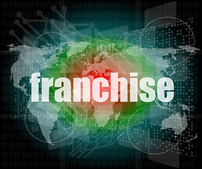 Image showing business concept: word franchise on digital touch screen
