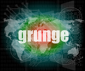 Image showing grunge words on digital touch screen interface