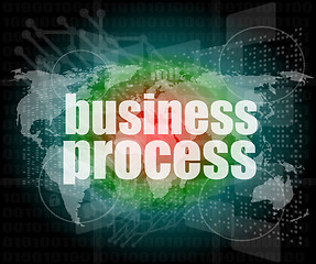 Image showing business process word on digital screen, mission control interface hi technology