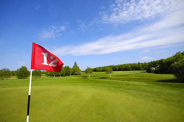 Image showing Flag on golf course