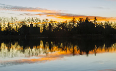 Image showing sunrise in the wetlands of Berga