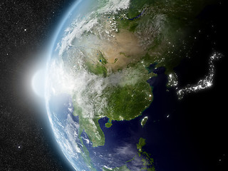 Image showing Sun over East Asia