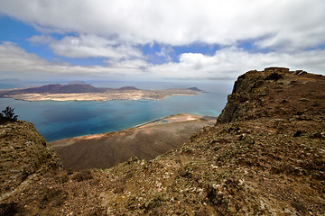 Image showing harbor rock stone sky cloud beach  water  coastline graciosa 