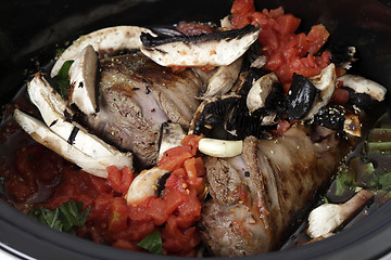 Image showing Lamb shanks in a crockpot