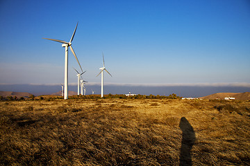 Image showing wind turbines sky in the spain africa