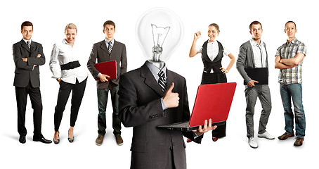 Image showing Business Team With Lamp Head