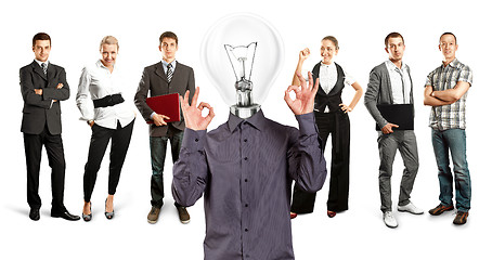 Image showing Business Team With Lamp Head