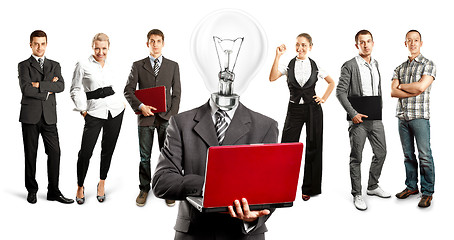 Image showing Business Team With Lamp Head