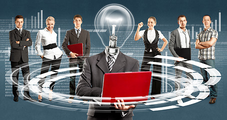 Image showing Business Team With Lamp Head