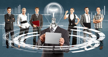 Image showing Business Team With Lamp Head