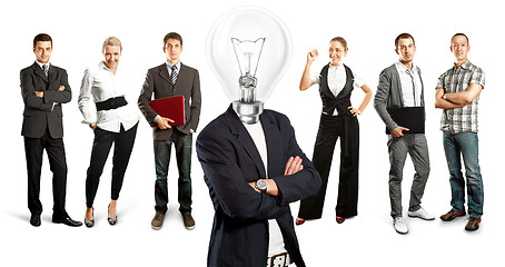 Image showing Business Team With Lamp Head