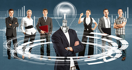 Image showing Business Team With Lamp Head