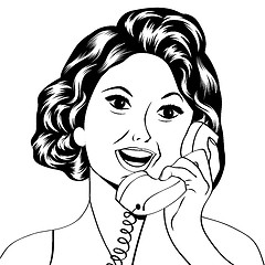 Image showing Pop Art lady chatting on the phone