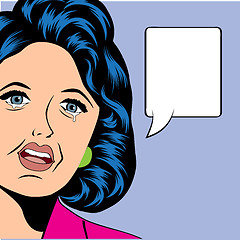 Image showing Pop Art illustration of a sad woman