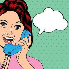 Image showing Pop Art lady chatting on the phone