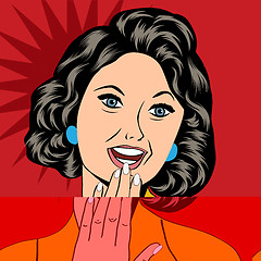 Image showing Pop Art illustration of a laughing woman