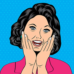 Image showing Pop Art illustration of a laughing woman