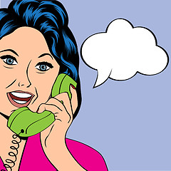 Image showing Pop Art lady chatting on the phone